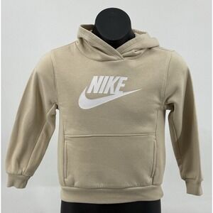 Nike Beige with White Swoosh‎ Hooded Sweatshirt Hoodie Boy's Size 4T